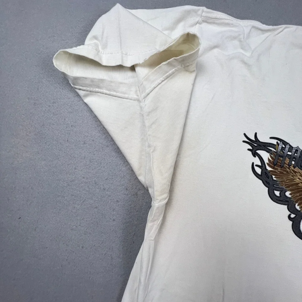 Harley Davidson T-Shirt Mens 2XL White Eagle Glendale CA Thrashed Biker Vintage